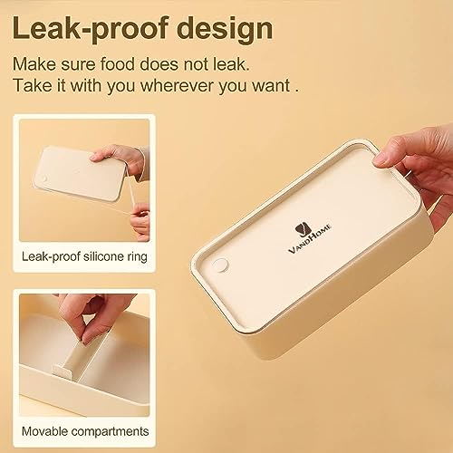 3 Layer Japanese Lunch Box with Chopsticks, Microwave Safe Bento Lunch Box with Bag and Utensils, Leakproof Stackable BPA-Free Lunch Containers for Adults - color: 2160ml 3 Tier-Beige