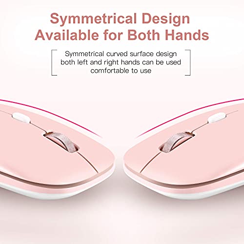 PINKCAT Wireless Flat Mouse, 2.4G Optical Mouse for Laptop, PC, Chromebook, Notebook, Especially Designed for Computer Bags (Pink) - color: Pink