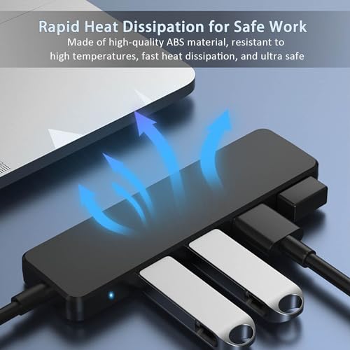 USB Hub 4 Port, VIENON USB 3.0 Hub USB Splitter for Laptop, USB Port Extender USB A Hub for PC, Desktop, Xbox, PS4, Flash Drive, Printer, Keyboard, Mouse, HDD, Plug and Play - size: 1FT