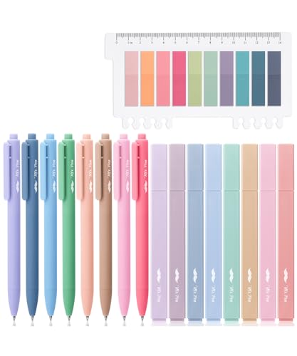 Mr. Pen- Aesthetic Highlighters and Gel Pens, 16 Pack | 200 Sheets Transparent Sticky Tabs, Fine Point 0.7mm - color: Vibrant