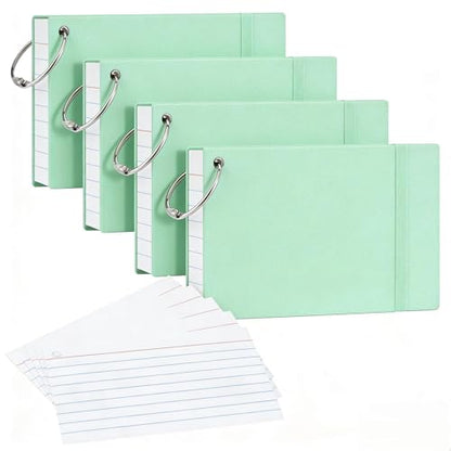 NEEWAY Heavyweight Ruled Index Cards 3x5, 200 Count Flash Cards with Rings and Cover, White Note Cards Lined for Home, Office (Light Green) - color: Light Green