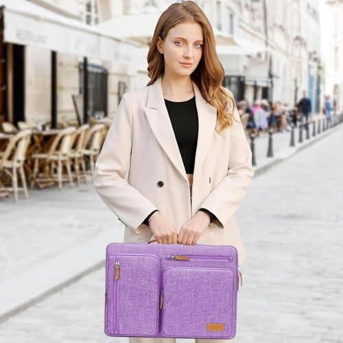 MOSISO 360 Protective Laptop Case 13.3 inch, 13-13.3 inch Laptop Sleeve Compatible with MacBook Air/Pro 13 / Pro 14,HP Dell Acer ASUS,Side Open Carrying Case with 4 Zipper Pockets&Handle, Lilac - color: Lilac, size: 13.3 inch