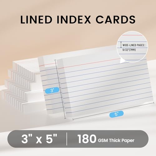 Index Cards 3x5 Inch, 300sheets, Flash Cards,Ruled Lined White Note Cards Paper For Studying, Schools Supplies, College, Office And Home Organization, Note Taking Supplies - color: White-6