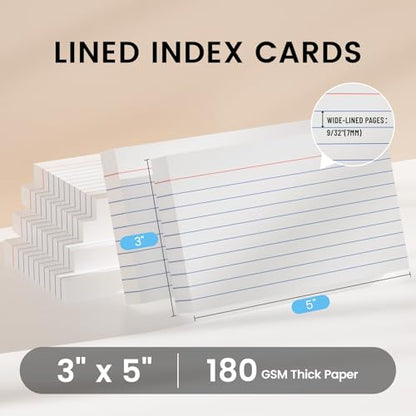 Index Cards 3x5 Inch, 300sheets, Flash Cards,Ruled Lined White Note Cards Paper For Studying, Schools Supplies, College, Office And Home Organization, Note Taking Supplies - color: White-6