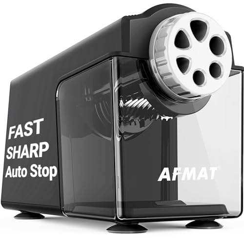 AFMAT Electric Pencil Sharpener Heavy Duty, 6-Hole Classroom Pencil Sharpener for 6-11mm Pencils, Auto Stop Pencil Sharpeners Plug in, 10,000+ Sharpenings, Save Colored Pencils, PSX4 - color: Gray