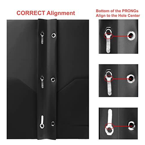 Youngever 6 Pack Heavy Duty Plastic Two Pocket Folders with 3 Prongs, Metal Prongs Fastener, Heavy Duty Plastic 2 Pocket Folder (Black) - color: Black
