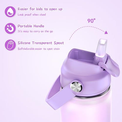 ACESAK Kids School Backpack for Girls, 4-In-1 Bookbag Backpack Set with 14OZ Insulated Kids Water Bottle, Lunch Bag Set for Girls Kid Teens Middle School Student, Girl Backpack for Schools - color: Black-purple