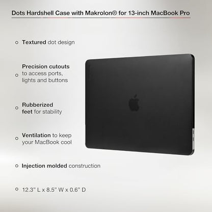 Incase Dots Hardshell with Makrolon® - MacBook Pro 13 inch Case - 2022, 2020, M2, M1 - MacBook Case, Laptop Cover, Protective Hard Shell, Scratch Resistant (Black) - color: Black