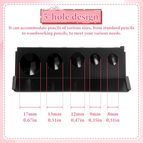 2 Pack 5 Hole Cosmetic Long Point Pencil Sharpener Eye Pencil Sharpener Makeup Eyeliner Pencils Sharpeners with Plastic Lid Cosmetic Manual Tools for Eyeliner Eyebrow Lip Liner Pencils(Black, Pink)