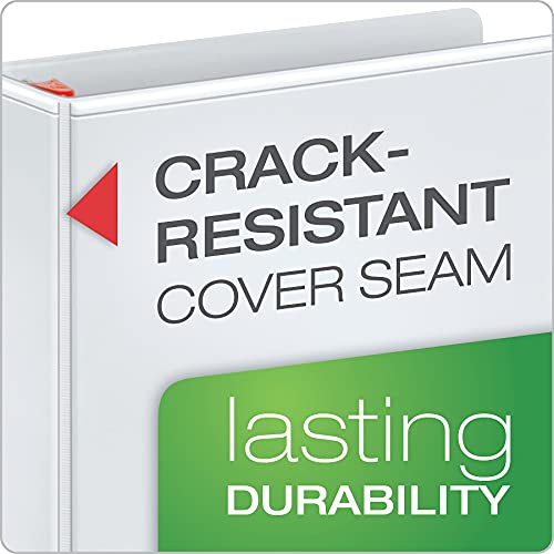 Cardinal 3 Ring Binder, 1 Inch Heavy Duty XtraLife Binder, Locking Slant-D Rings, Crack-Resistant Cover & Spine, ClearVue Covers, Holds 270 Sheets, PVC-Free, White (26300CB) - color: White, size: 1-Inch
