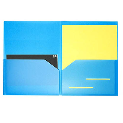 Youngever 6 Pack Heavy Duty Plastic Two Pocket Folders, Heavy Duty Plastic 2 Pocket Folder (Coastal Colors) - color: Coastal Colors