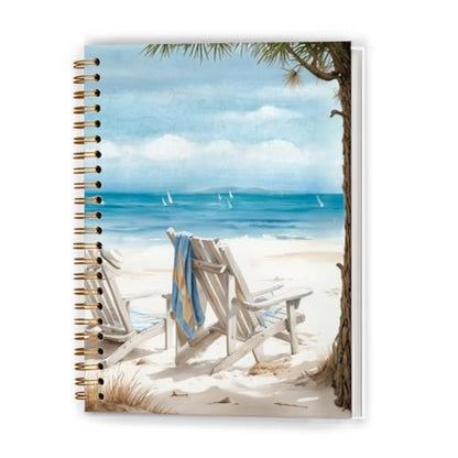 Coastal Beach Notebook, Tropical Beachy Journal, Blue Ocean Aesthetic Journal, Gifts for Beach Lovers, Nautical Ocean Hardcover Spiral Notebooks, 5.5x8.3 Inch - color: Color_3