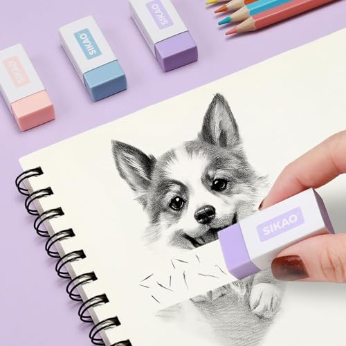 Morandi Erasers, 6 Pack Aesthetic Block Pencil Erasers | Soft Neutral Colors, Smudge-Free Latex-Free Erasers for School, Office, Journaling & Drawing - style: Morandi