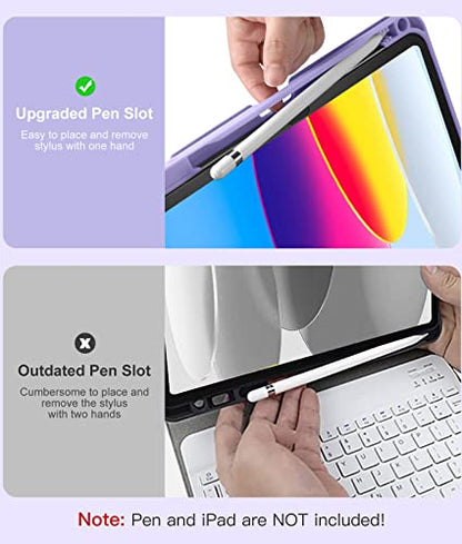 Hamile for iPad 11th 10th Generation Case with Keyboard - 7 Colors Backlit Wireless Detachable Folio Keyboard Cover with Pencil Holder for iPad 11-inch A16 2025 10th Gen 10.9 Inch 2022 (Purple) - color: Purple