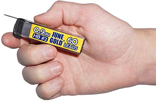 June Gold 72 Mechanical Pencils, 0.9 mm HB #2, 160 Lead & 16 Eraser Refills | 2 Lead Dispensers, Break Resistant Graphite, Convenient Side Click, Soft Non-Slip Grip