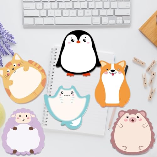 Fancy Land 24 Pads Cute Sticky Notes Cartoon Animal Pattern Sticky Notes for Teachers Classrooms 720 Sheets Memo Pads Teacher Appreciation Gift Home Office Supplies Cute - style: Cute