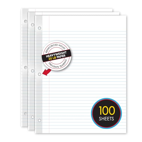 iScholar Reinforced Filler Paper, College Ruled, White, 100 Sheets, 9 x 11 Inches (83101) - style: College Ruled