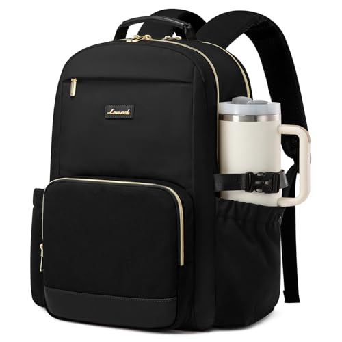 LOVEVOOK Laptop Backpack for Women with Pouch Pocket for Large Capacity Cup,18 Inch Laptop Computer Bag Travel Backpack Purse,Waterproof Work Business Backpack College Teacher Bags,Black - color: Black, size: 18 Inch