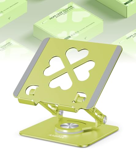 Tablet Stand for iPad,360° Rotating Desktop Holder - Aluminum Adjustable & Foldable Desk Holder for iPad Pro 12.9/11,Air 10.9,Samsung Tab S9,Portable Home/Office,Gift for Adults,Teens (Green) - color: Green