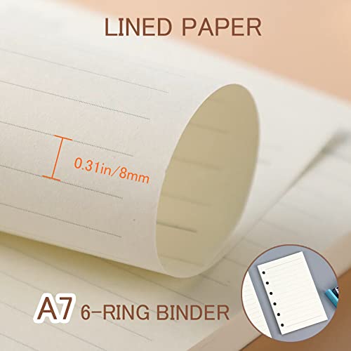 DY.2ten Refillable A7 Notebook Set, 3 Pack Lined Refill Paper, A7 Clear Zipper Binder Pockets, Dividers, Ruler Marker, Paper Refill for 6-Ring Binders Planner Notebook - color: A7 Lined Paper