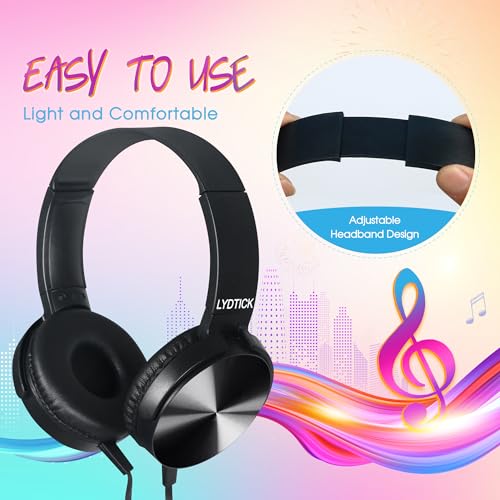10 Pack Kids Headphones Bulk for School Classroom, Over-Ear Headphones Wired School Supplies for Kids Students Teachers, 3.5mm Jack(Black) - color: Black