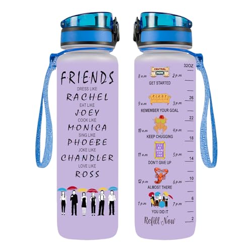 34HD Best Friend Water Bottle 32 Oz with Time Marker, Motivational Bottle, Birthday Present for Bestie, Friendship Appreciation for Women - color: Friends 1
