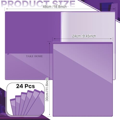 Henoyso 24 Pcs School and Home 2 Pocket Folders with 4 Clear Inner Pockets Plastic Heavy Duty Homework Folders Parent Teacher Communication for Student Home Office Classroom,11 x 9 Inch (Purple) - color: Purple