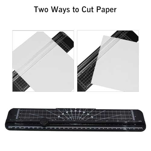 2PCS Paper Cutter Slider, 12 Inch Portable Paper Trimmer, Straight Cutting Guillotine, Cardboard Cutter for Paper Photo Vinyl Label Coupon Craft Paper(Black) - color: Black