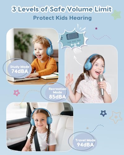 awatrue Kids Headphones, 74/85/94dB Volume Limiter, Foldable Wired Over Ear Headphones for Travel, 3.5mm Jack, Toddler Headphones for School, Chromebook, iPad, Tablet, Green - color: ‌Green