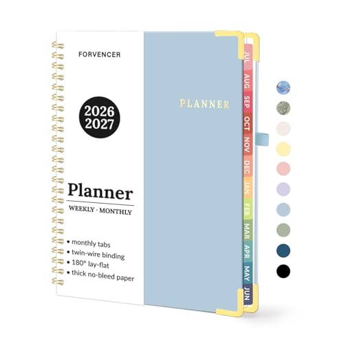 Forvencer Academic Planner 2026-2027, July 2026-June 2027 Weekly & Monthly Hardcover Calendar Planner, 6" X 8", Daily Agenda Book, School Office Notebook College Teacher Student Organizer A5, Blue - color: Blue, size: 6.3"x8.4" (Jul 2026 - Jun 2027)