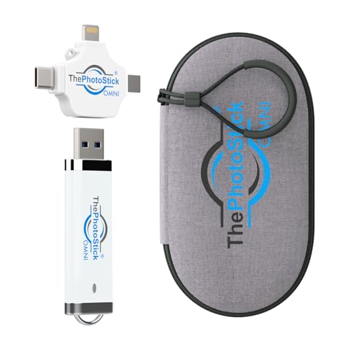 ThePhotoStick® Omni 32GB + Protective Case | Secure Photo & Video Backup and Transfer | Digital File Organization | USB & Multiport Connection for Phones, Tablets and Computers | Water Resistant Case - size: 32GB + Case