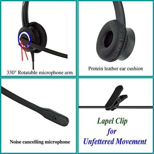 Cisco Headset Noise Cancelling Mic Compatible with Cisco Phone 6841 6871 7941g 7961g 7971g 8811 8845 8865 8941 8961 Series Models Includes U10 RJ9 Cord and 3.5mm Smartphone Adapter - size: Binaural headset + U10 / 3.5 mm Jack
