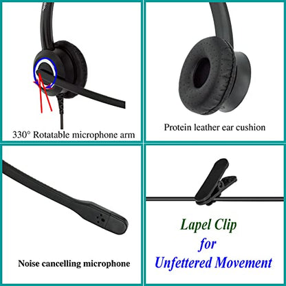 Cisco Headset Noise Cancelling Mic Compatible with Cisco Phone 6841 6871 7941g 7961g 7971g 8811 8845 8865 8941 8961 Series Models Includes U10 RJ9 Cord and 3.5mm Smartphone Adapter - size: Binaural headset + U10 / 3.5 mm Jack
