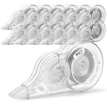 12 Pcs Correction Tape, 39.4 Ft White Wrong Out Tear-Resistant Bulk, Instant Corrections Easy To Use Applicator for School, Office, Note Taking, Journal (Tape Width 0.2 in, Clear) - size: 1 Count (Pack of 12)