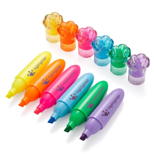 6 Pastel Highlighter Pens, Chisel Tip Quick Dry No Bleed Markers – Bible Study, Notes, Office & Back to School Supplies, 6 Colors Set (1mm + 5mm) - color: 6 Colors-A