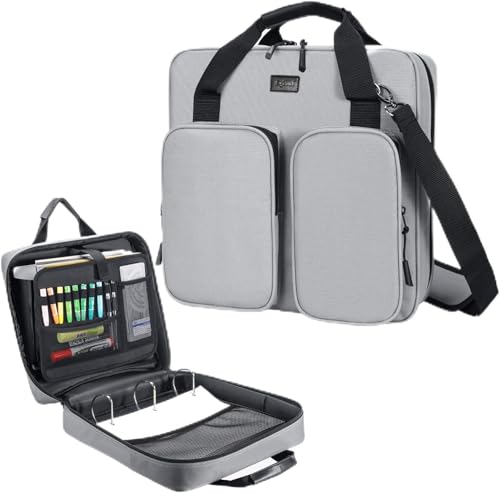 4 Inch Zipper Binder 3 Ring with Shoulder Strap,Tough/Multi-Pocket | Binder Bag with Laptop organizer for School Travel,Fit 13" MacBook & Tablet,800 Sheets Capacity,Water Resistant,Grey - color: Grey, size: 4 inch