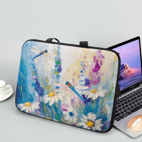 Computer Shoulder Bags for Laptops Laptop Briefcases Casual Business Briefcase - color: Daisy Dragonfly, size: 17inch