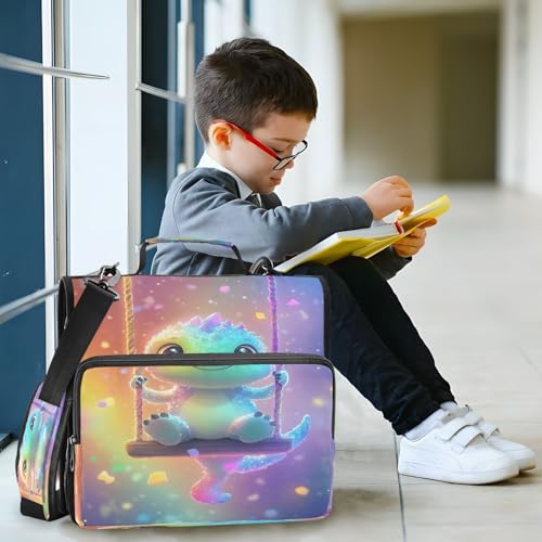 3 Ring Zipper Binder Cartoon Dinosaur Binders Bag with Shoulder Strap 500 Sheets Paper Organizer Trapper Keeper Documents Storage File Folder for School Office - color: A1121