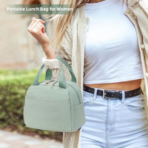 LEDAOU Kids Lunch Bag for Girls, Insulated School Lunch Box, Lightweight | Insulated interior, lightweight design, front pocket, smooth dual zippers, ideal for school and travel - color: Green