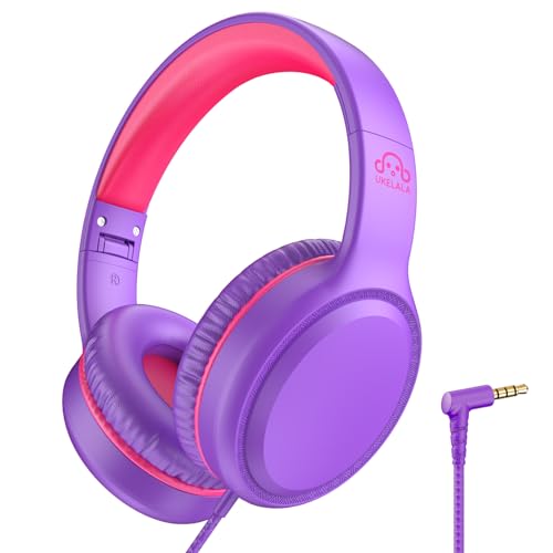 UKELALA Purple Wired Headphones for Boys Portable On Ear Youth Headphones for School Airplane Travel Lightweight Portable Compatible with Pad Computer Laptop for Adults Student Children Girls Kids - color: Purple
