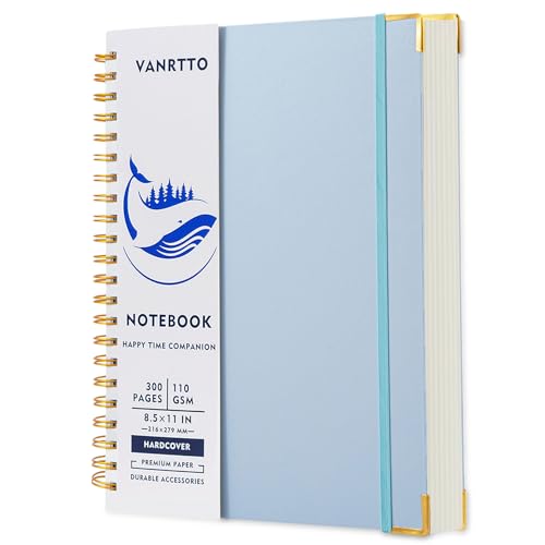 VANRTTO Hardcover College Ruled Spiral Notebook 8.5x11 IN A4 for Work Blue | Lined A4 Notebook, 110 GSM Thick Spiral Notebook, 300 Pages Notebooks for Work, School, Journals for Writing, Office Supplies - color: A4 BLUE, size: 8.5 x 11 IN A4