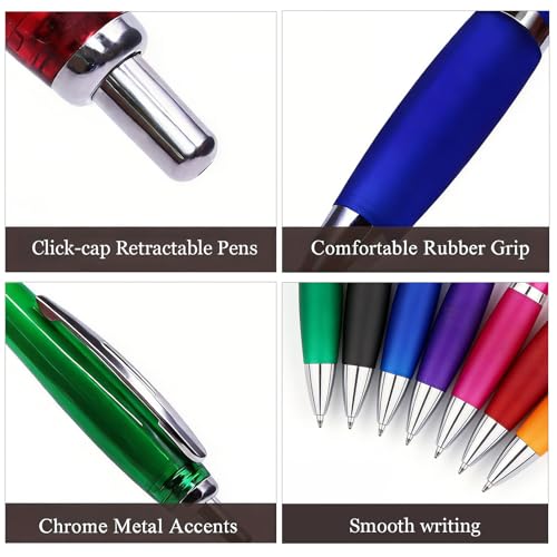 100-Pack Promotional Pens with Custom Text - Clear Plastic Pens - color: Blue