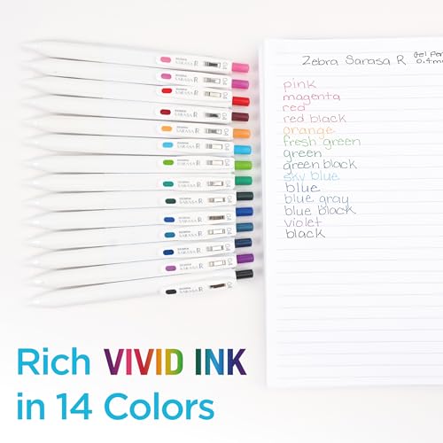Zebra Pen, SARASA R Gel Pens, Red Ink, 0.4mm Fine Point, Vivid Ink to Create Deep, Saturated Color and Smooth Gel Lines, Quick-Drying for Smear-Free Writing, Made in Japan, 12-Pack (47570) - color: Red