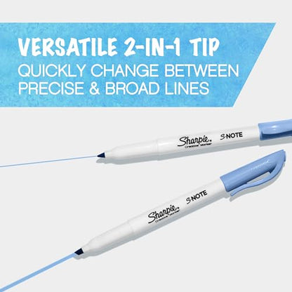 Sharpie S-Note Creative Colouring Highlighter Pens | Marker Pen to Write, Draw & More | Assorted Pastel Colours | Chisel Tip | 12 Count