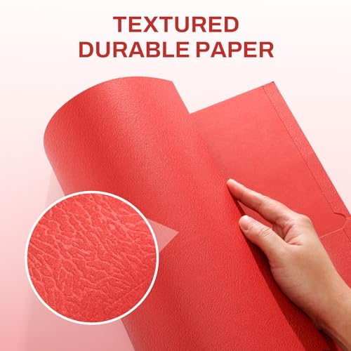 SUNEE Two Pocket Folders, 100 Pack File Folders with Business Card Slot, Textured Paper, Fit Letter Size Paper, Paper File Folder for School Office Home Business, Red - color: Red, style: 100-Pack