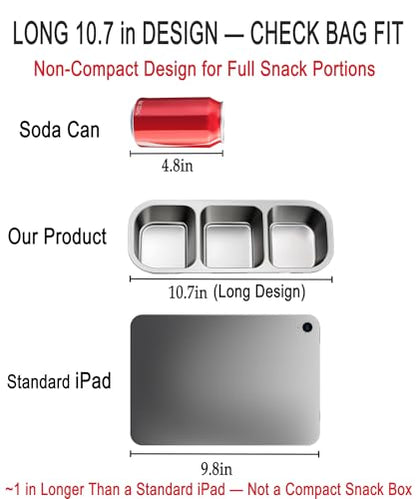 KTKUDY 3 Pack Stainless Steel Snack Containers for Kids & Adults - Large - Leak-Proof 3-Compartment Stackable Snack Lunch Boxes for Daycare, School, Work & Travel - size: 3 Pack-3 Sections