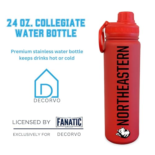 Northeastern Water Bottle - Double Walled Stainless Steel 24 oz Keeps Drinks Cold or Hot - color: Northeastern