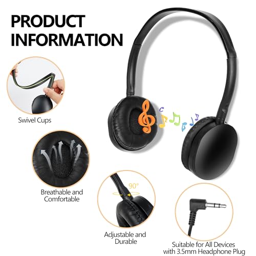 Kids Headphones Bulk 30 Pack for School Students Children | Wholesale Wired Headphones for Classroom,Group Learning, Computer Lab, Library, Online Lesson and Testing 3.5mm Jack (Black) - color: H003 Black Headphones