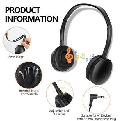 Kids Headphones Bulk 30 Pack for School Students Children | Wholesale Wired Headphones for Classroom,Group Learning, Computer Lab, Library, Online Lesson and Testing 3.5mm Jack (Black) - color: H003 Black Headphones