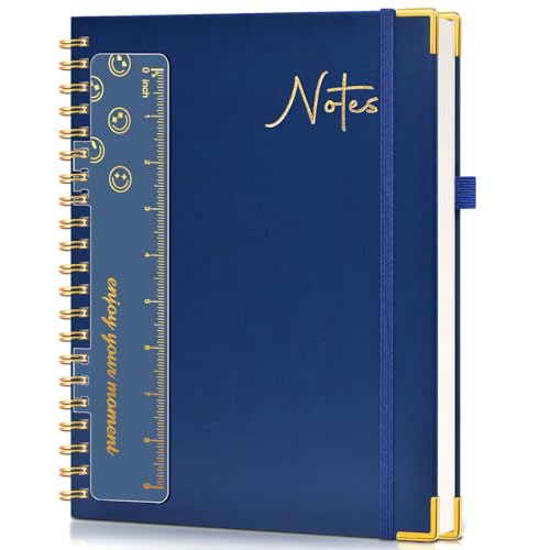 Blank Spiral Notebook Journal 8.5” x 11”, A4 Large Hardcover Sketch Book for Women Men, 100 GSM Blank Paper Drawing Notebook, Spiral Bound Sketchbook for Sketching School Work Note Taking, Navy - color: Navy, size: Plain